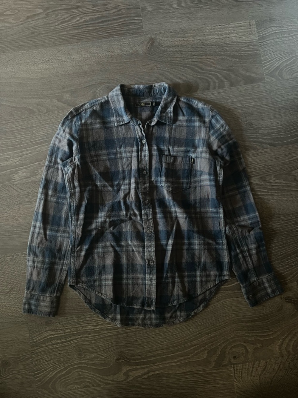 Obey Brand Blue and Gray Plaid Long-Sleeve Shirt